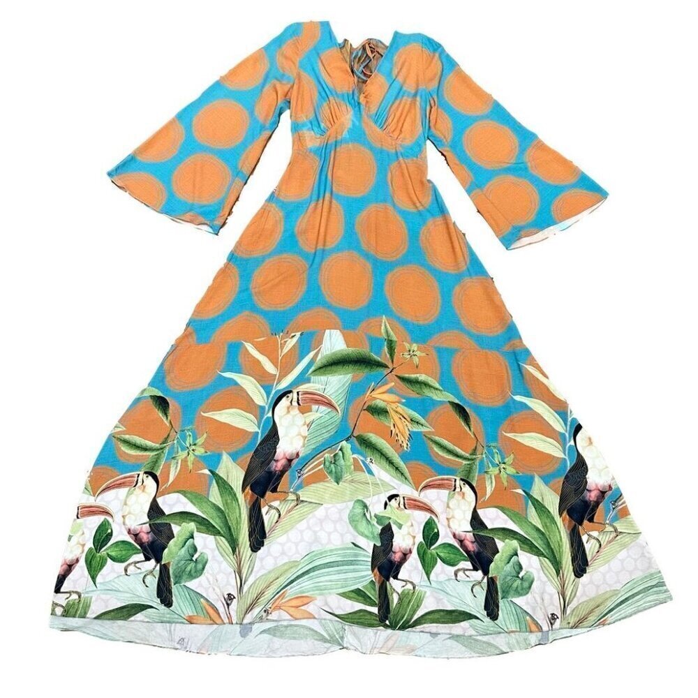 Closet Collection Brazilian tropical toucan maxi dress